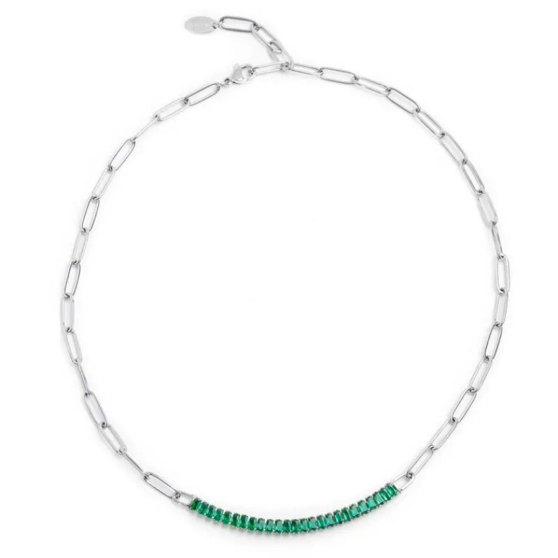 Discount Collana tennis centrale cristalli baguette Collane