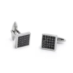 Online Gemelli quadrati con zirconi neri Accessori