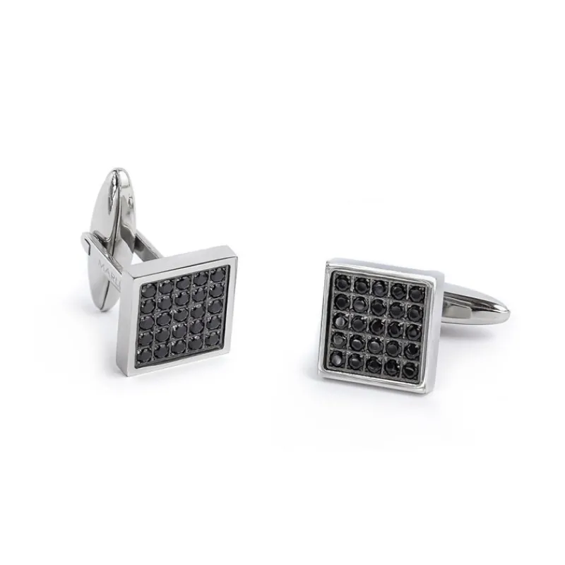 Online Gemelli quadrati con zirconi neri Accessori