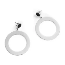 Clearance Orecchini a lobo acrilico nero con cerchio pendente Orecchini