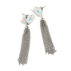 Discount Orecchini cuore con nappa pendente Orecchini
