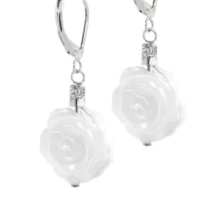 Fashion Orecchini pendenti con rosa in madreperla Orecchini