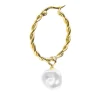 Fashion Orecchino a cerchio 2,7cm con perla pendente Orecchini