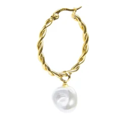 Fashion Orecchino a cerchio 2,7cm con perla pendente Orecchini