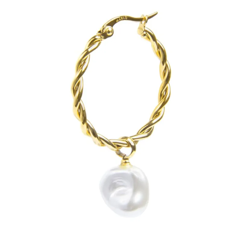 Fashion Orecchino a cerchio 2,7cm con perla pendente Orecchini