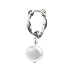 Discount Orecchino a cerchio 1,4cm con perla pendente Orecchini