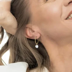 Fashion Orecchino a cerchio 2,7cm con perla pendente Orecchini