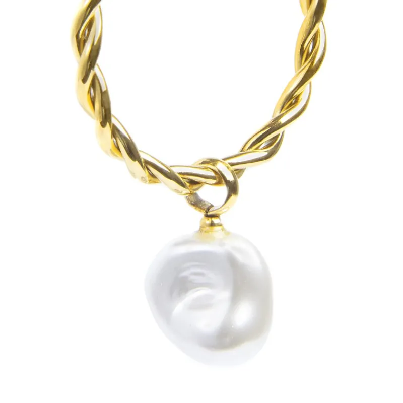 Fashion Orecchino a cerchio 2,7cm con perla pendente Orecchini