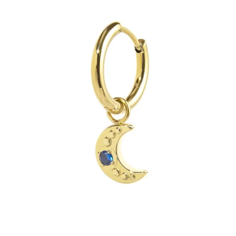 Hot Orecchino a cerchio con luna pendente Orecchini