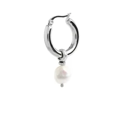New Orecchino a cerchio con perla pendente Orecchini
