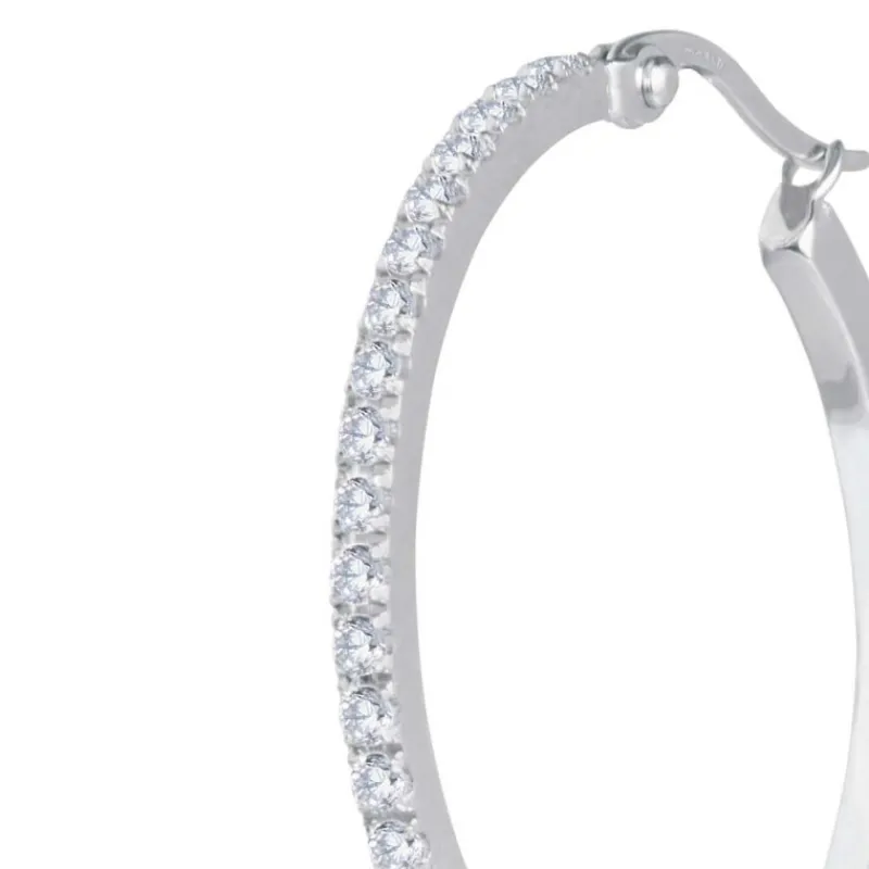 Fashion Orecchino a cerchio 32mm con zirconi Orecchini
