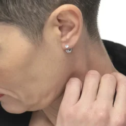 Online Orecchino a lobo a cerchietto doppio 1,5cm con chiusura perla Orecchini