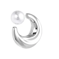 Outlet Orecchino a lobo a cerchietto aperto bombato 2,9cm con chiusura perla Orecchini