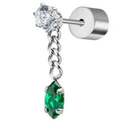 Discount Orecchino a lobo catena grumetta con zirconi Orecchini