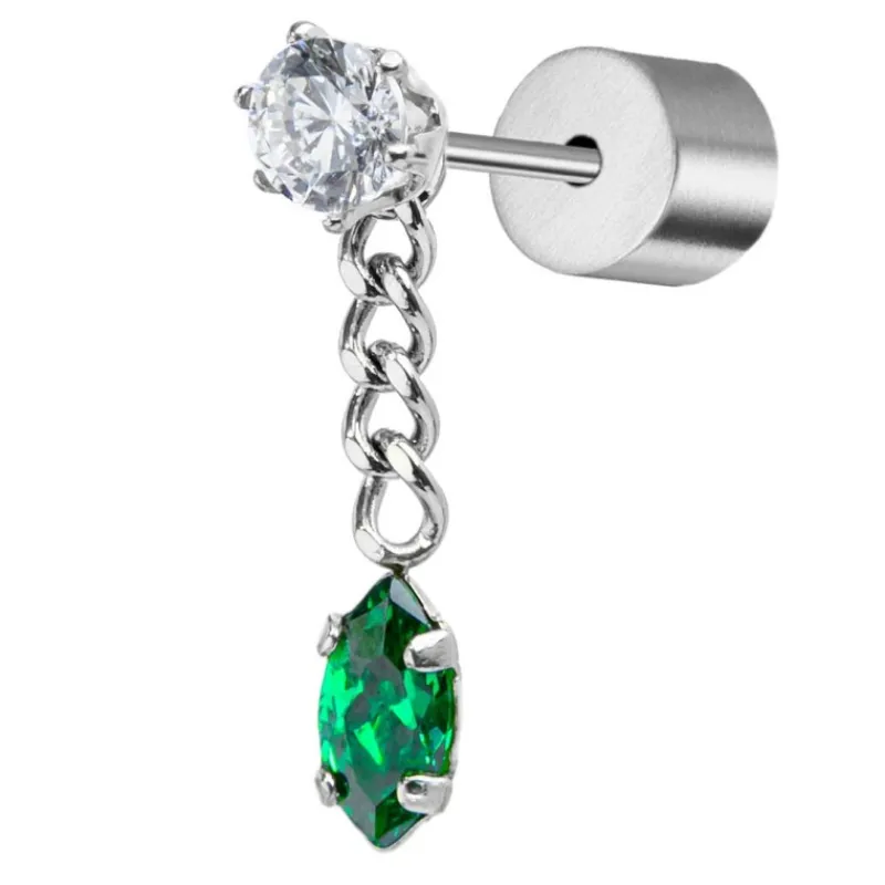 Discount Orecchino a lobo catena grumetta con zirconi Orecchini