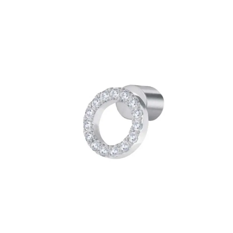 Fashion Orecchino a lobo cerchio 0,8cm con zirconi bianchi Orecchini