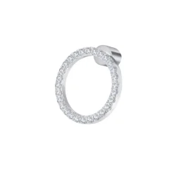 Online Orecchino a lobo cerchio 1,4cm con zirconi bianchi Orecchini