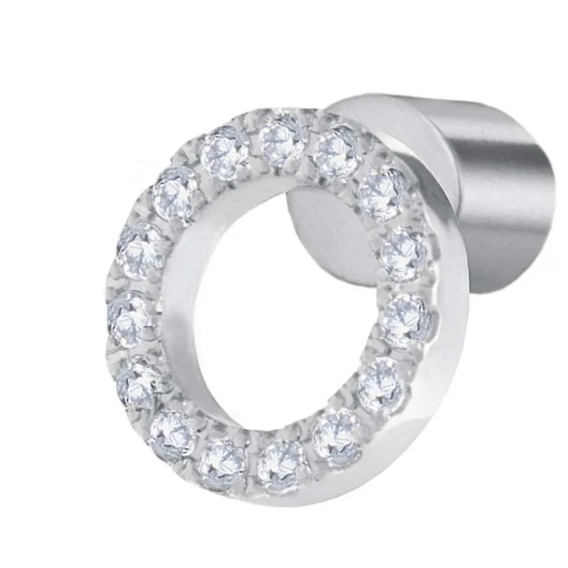 Fashion Orecchino a lobo cerchio 0,8cm con zirconi bianchi Orecchini