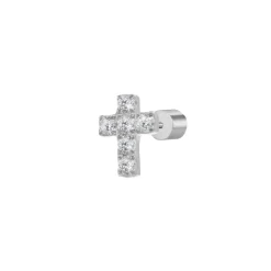 Discount Orecchino a lobo con croce pendente con zirconi Orecchini