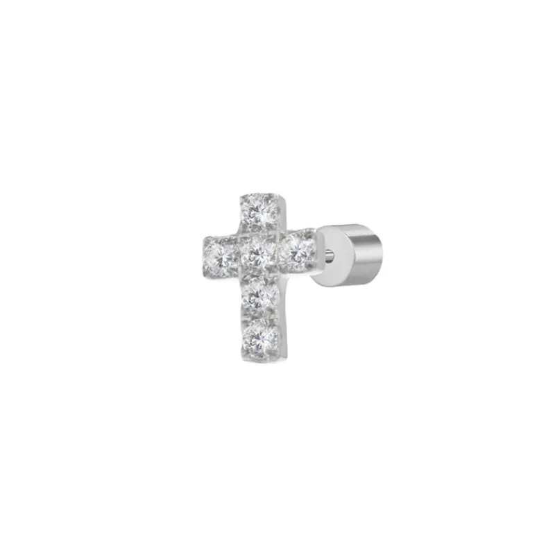 Discount Orecchino a lobo con croce pendente con zirconi Orecchini