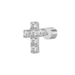 Discount Orecchino a lobo con croce pendente con zirconi Orecchini