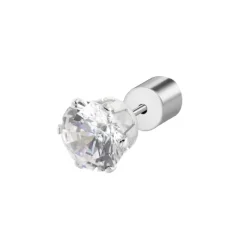 Clearance Orecchino a lobo con zircone 6mm Orecchini