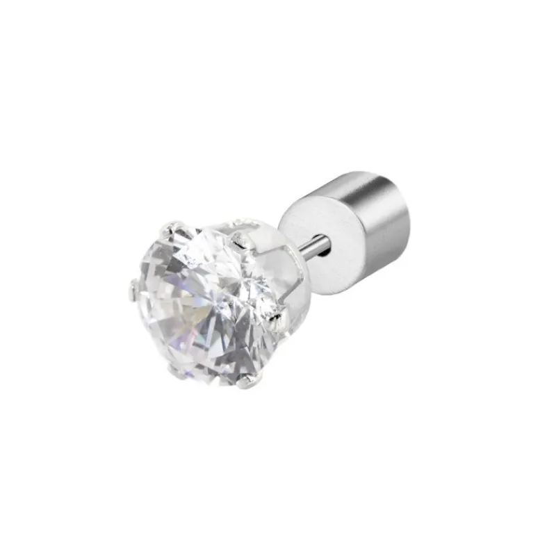 Clearance Orecchino a lobo con zircone 6mm Orecchini