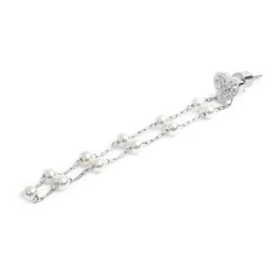 New Orecchino cuore cristalli con catena pendente perle Orecchini