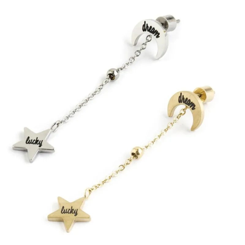 Outlet Orecchino luna con pendente stella Orecchini