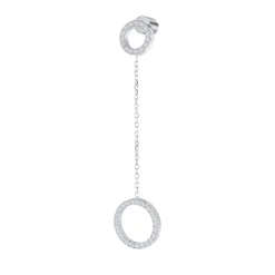 Outlet Orecchino pendente cerchi con zirconi bianchi Orecchini