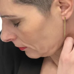 Sale Orecchino pendente con catena a foglia chevron Orecchini