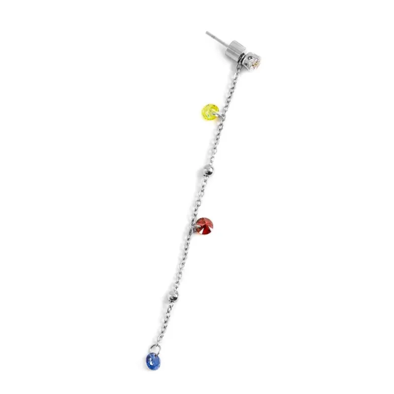Fashion Orecchino pendente con zirconi e sfere 7,5cm Orecchini
