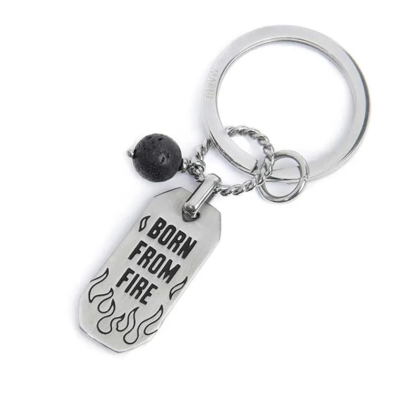 Clearance Portachiavi con fiamme e pendente con pietra lavica Accessori