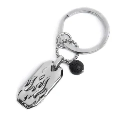 Clearance Portachiavi con fiamme e pendente con pietra lavica Accessori
