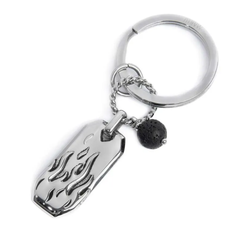 Clearance Portachiavi con fiamme e pendente con pietra lavica Accessori